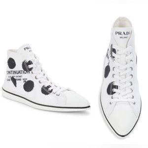 PRADA Polka Dot Point-Toe Fashion Sneakers